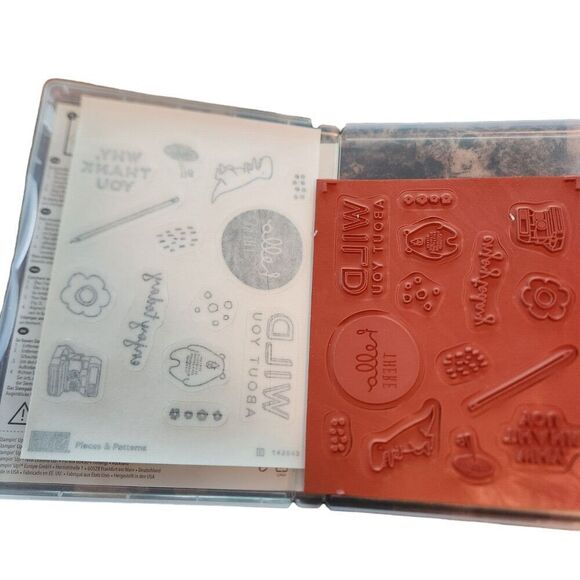 Stampin' Up! PIECES & PATTERNS Stamp Set of 14 143843 Dinosaur Mushroom Bear - Picture 4 of 4
